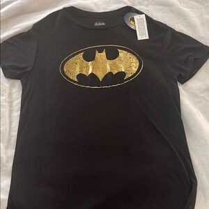 Batman  T-Shirt with Gold Batman Logo women’s large NWT